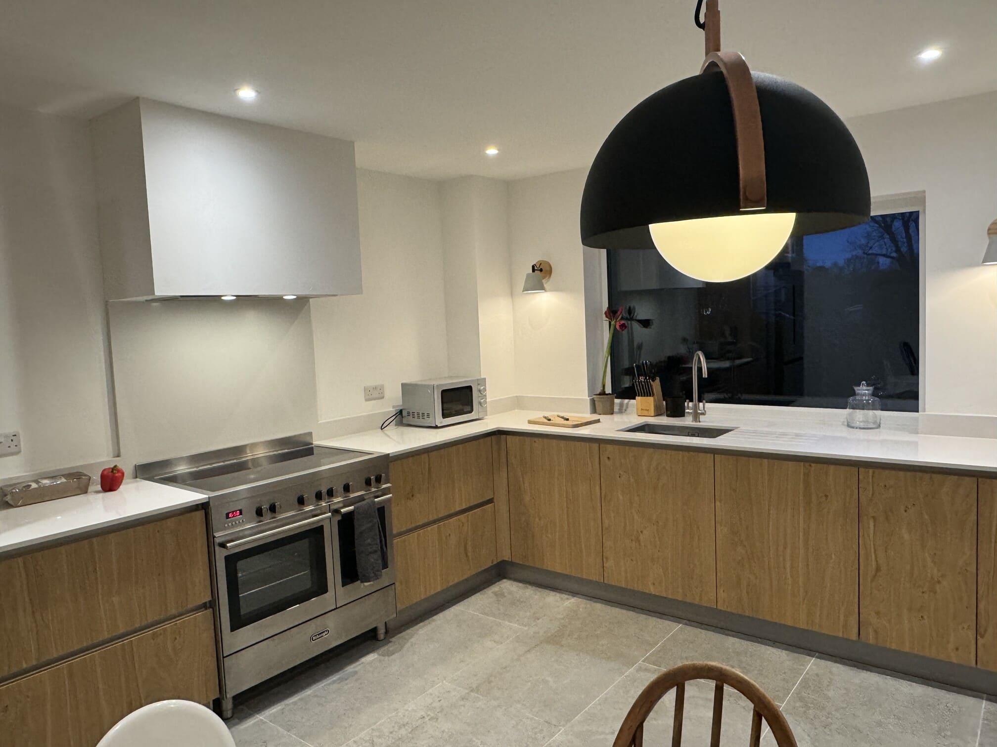 Brown and white kitchen